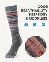 OutdoorMaster Ski Socks 3-Pack Merino Wool, Over The Calf Non-Slip Cuff for Men & Women - Side View