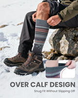 OutdoorMaster Ski Socks 3-Pack Merino Wool, Over The Calf Non-Slip Cuff for Men & Women - Top-Down View
