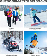 OutdoorMaster Ski Socks 3-Pack Merino Wool, Over The Calf Non-Slip Cuff for Men & Women - Rear View
