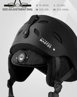 OutdoorMaster Kelvin Ski Helmet - with ASTM Certified Safety, 9 Options - for Men, Women & Youth-Black,Large