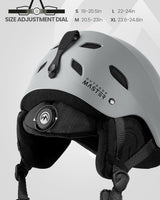 OutdoorMaster Kelvin Ski Helmet - with ASTM Certified Safety, 9 Options - for Men, Women & Youth-Grey,Large