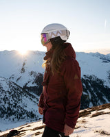 OutdoorMaster Kelvin Ski Helmet - with ASTM Certified Safety, 9 Options - for Men, Women & Youth-White,Medium - Close-Up Angle