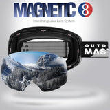 OutdoorMaster Ski Goggles PRO - Frameless, Interchangeable Lens 100% UV400 Protection Snow Goggles for Men & Women-01 VLT 10％-OM-2 - Front View