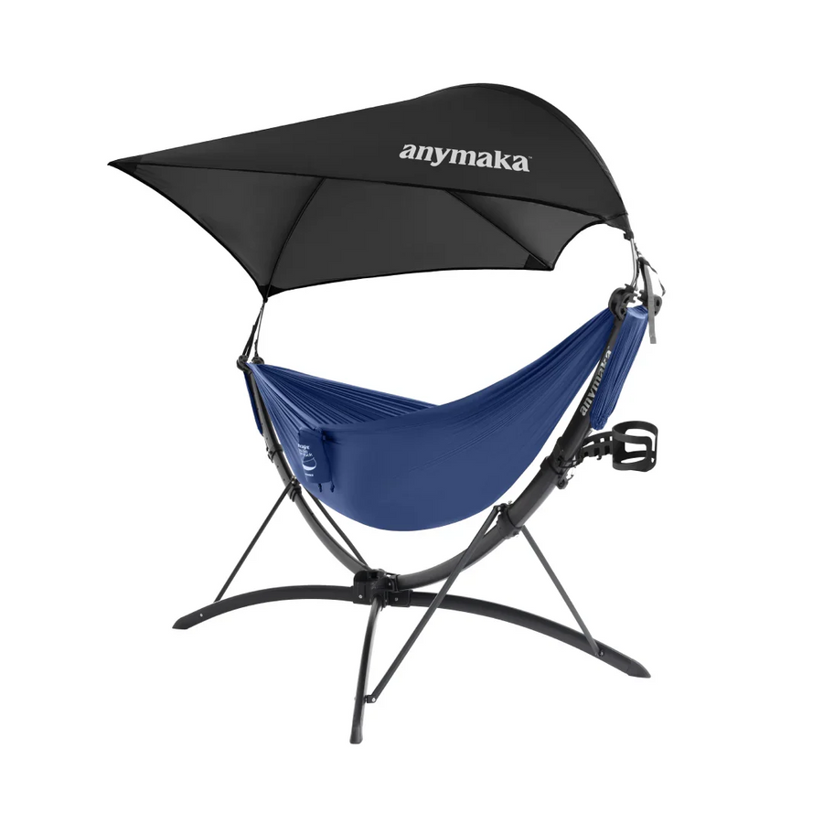 anymaka Hammock Full Pack - 3 Second Setup Portable Hammock Stand with Hammock, Canopy & Cup Holder, 550 lbs Capacity for Outdoor'' (Full Pack Enhanced Bundle Forest Green)