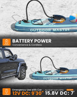 OutdoorMaster 20PSI High Pressure 88.8Wh Rechargeable SUP Air Pump Electric Shark 2S - Auto-Off & Deflation,12V DC & Type-C Input, for Inflatable Stand Up Paddle Boards, Boats - 45-Degree Angle