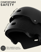 OutdoorMaster Skateboard Cycling Helmet - Two Removable Liners Ventilation Multi-Sport Scooter Roller Skate Inline Skating Rollerblading for  Adults-Black-Large