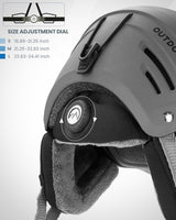 OutdoorMaster Kelvin II Ski Snow Sport Helmet | Adjustable Dial Fit Snowboard Helmet for Men Women & Youth,ASTM Certified,14 Vents-Matte Gray-M - Side View