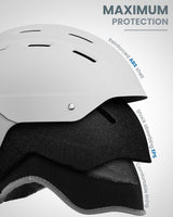 OutdoorMaster Kelvin II Ski Snow Sport Helmet | Adjustable Dial Fit Snowboard Helmet for Men Women & Youth,ASTM Certified,14 Vents-Matte White-L - Front View