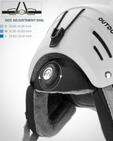 OutdoorMaster Kelvin II Ski Snow Sport Helmet | Adjustable Dial Fit Snowboard Helmet for Men Women & Youth,ASTM Certified,14 Vents-Matte White-L - Side View
