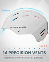 OutdoorMaster Kelvin II Ski Snow Sport Helmet | Adjustable Dial Fit Snowboard Helmet for Men Women & Youth,ASTM Certified,14 Vents-Matte White-L - Top-Down View