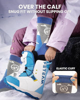 OutdoorMaster Merino Wool Ski Socks for Kids Boys & Girls Thermal Winter Warm Snowboarding Cold Weather-Blue Mountains - 2 Pack,Small - 45-Degree Angle