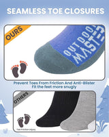 OutdoorMaster Merino Wool Ski Socks for Kids Boys & Girls Thermal Winter Warm Snowboarding Cold Weather-Blue Mountains - 2 Pack,Small