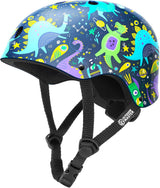 OutdoorMaster Youth & Kids Bike Helmet - Adjustable Multi-Sports Skateboard Helmet with Removable Liners for Balance Bike, Kids Scooter, One Wheel Hoverboard,Graffiti-style helmet-Dinoverse Madness-Medium