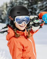 OutdoorMaster Children's Ski Helmet, Snowboard Helmet for Boys & Girls, Robust PC Shell & EPS Foam, 12 Ventilation Holes, Adjustable Snow Sports Helmet, Certified Snow Sports and Snowboard Matte Black,52-56cm Small - Rear View