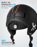 OutdoorMaster Children's Ski Helmet, Snowboard Helmet for Boys & Girls, Robust PC Shell & EPS Foam, 12 Ventilation Holes, Adjustable Snow Sports Helmet, Certified Snow Sports and Snowboard Matte Black,48-52cm X-Small - Top-Down View