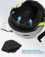 OutdoorMaster Kids Snowboarding Helmet for Boys & Girls - Durable PC Shell, EPS Foam & 12 Cooling Vents, Adjustable Dial Fit-Matte Grey,52-56cm Small - 45-Degree Angle