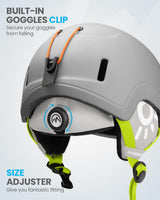 OutdoorMaster Children's Ski Helmet, Snowboard Helmet for Boys & Girls, Robust PC Shell & EPS Foam, 12 Ventilation Holes, Adjustable Snow Sports Helmet, Certified Snow Sports and Snowboard Helmet-Matte Grey,48-52cm X-Small - Top-Down View