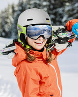 OutdoorMaster Children's Ski Helmet, Snowboard Helmet for Boys & Girls, Robust PC Shell & EPS Foam, 12 Ventilation Holes, Adjustable Snow Sports Helmet, Certified Snow Sports and Snowboard Helmet-Matte Grey,48-52cm X-Small - Rear View