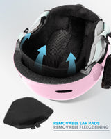 OutdoorMaster Children's Ski Helmet, Snowboard Helmet for Boys & Girls, Robust PC Shell & EPS Foam, 12 Ventilation Holes, Adjustable Snow Sports Helmet, Certified Snow Sports and Snowboard Helmet-Glossy Pink,52-56cm Small
