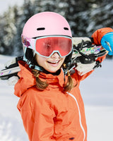 OutdoorMaster Children's Ski Helmet, Snowboard Helmet for Boys & Girls, Robust PC Shell & EPS Foam, 12 Ventilation Holes, Adjustable Snow Sports Helmet, Certified Snow Sports and Snowboard Helmet-Glossy Pink,52-56cm Small - Rear View