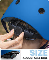 OutdoorMaster Youth & Kids Bike Helmet - Adjustable Multi-Sports Skateboard Helmet with Removable Liners for Balance Bike, Toddler Scooter, One Wheel Hoverboard-Blue-S - Side View
