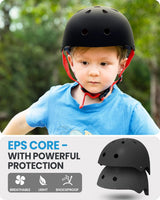 OutdoorMaster Youth & Kids Bike Helmet - Adjustable Multi-Sports Skateboard Helmet with Removable Liners for Balance Bike, Toddler Scooter, One Wheel Hoverboard-Black Red-Medium - 45-Degree Angle