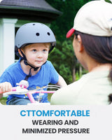 OutdoorMaster Youth & Kids Bike Helmet - Adjustable Multi-Sports Skateboard Helmet with Removable Liners for Balance Bike, Toddler Scooter, One Wheel Hoverboard-Light Blue-Medium - Front View