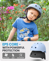 OutdoorMaster Youth & Kids Bike Helmet - Adjustable Multi-Sports Skateboard Helmet with Removable Liners for Balance Bike, Toddler Scooter, One Wheel Hoverboard-Light Blue-Medium