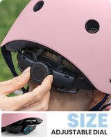 OutdoorMaster Youth & Kids Bike Helmet - Adjustable Multi-Sports Skateboard Helmet with Removable Liners for Balance Bike, Toddler Scooter, One Wheel Hoverboard-Light Pink-Large - Side View