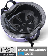 OutdoorMaster Youth & Kids Bike Helmet - Adjustable Multi-Sports Skateboard Helmet with Removable Liners for Balance Bike, Toddler Scooter, One Wheel Hoverboard-Taro purple-Medium - Top-Down View