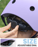 OutdoorMaster Youth & Kids Bike Helmet - Adjustable Multi-Sports Skateboard Helmet with Removable Liners for Balance Bike, Toddler Scooter, One Wheel Hoverboard-Taro purple-Small - Side View