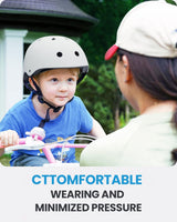 OutdoorMaster Youth & Kids Bike Helmet - Adjustable Multi-Sports Skateboard Helmet with Removable Liners for Balance Bike, Toddler Scooter, One Wheel Hoverboard-White-Large - Front View