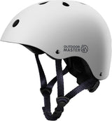 OutdoorMaster Youth & Kids Bike Helmet - Adjustable Multi-Sports Skateboard Helmet with Removable Liners for Balance Bike, Toddler Scooter, One Wheel Hoverboard-White-Medium - Top-Down View