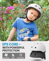 OutdoorMaster Youth & Kids Bike Helmet - Adjustable Multi-Sports Skateboard Helmet with Removable Liners for Balance Bike, Toddler Scooter, One Wheel Hoverboard-White-Medium - Rear View