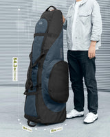 OutdoorMaster Padded Golf Club Travel Bag with Wheels, 900D Heavy Duty Oxford Waterproof -Alligators-Blue - Rear View
