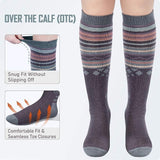OutdoorMaster Ski Socks 4-Pack Merino Wool, Over The Calf Non-Slip Cuff for Men & Women - Front View