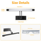 Hardwired Picture Light for Wall Black,14 inch Night Light LED Wall Sconces for Pictures,Dart Board Lights Wall Lights for Dartboard Mirror Frame Gallery - Front View