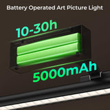 Wireless Picture Lights for Wall, Battery Operated Wall Light for Painting Rechargeable CCT Rotatable Art Gallery Light with Remote Dimmable Timer for Artwork Frame Display Dartboard (Black, 16inch) - Side View