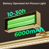 Wireless Picture Lights for Wall, Battery Operated Wall Light for Painting Rechargeable CCT Rotatable Art Gallery Light with Remote Dimmable Timer for Artwork Frame Display Dartboard (Gold, 24inch) - Side View