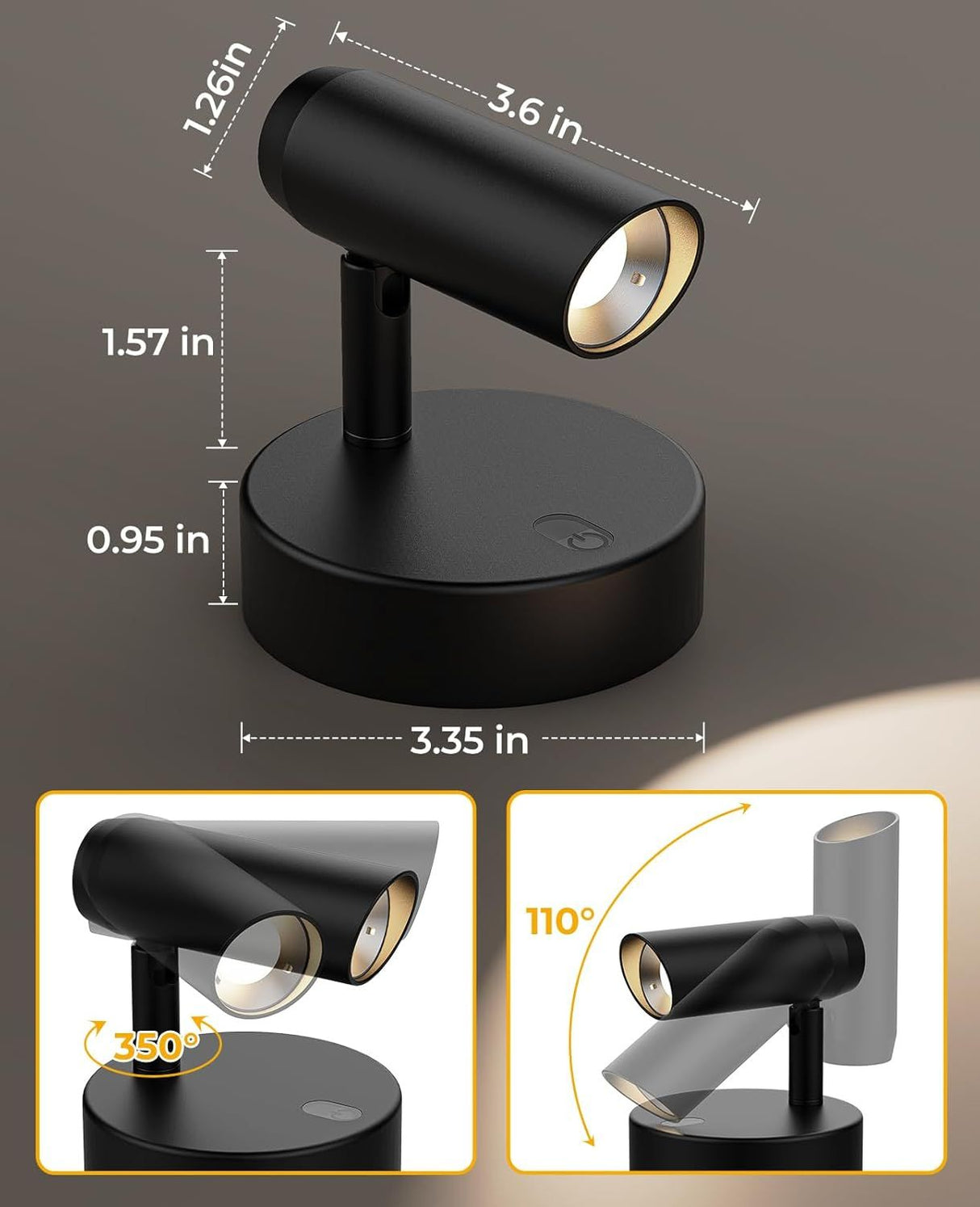 Spotlights Indoor, No-Glare Rechargeable Floor Can Light for Plants with Remote, Wireless Art Accent Spot Lights Uplight for Painting, Picture, Dartboard, Home, Corner Sofa Display 2PCS