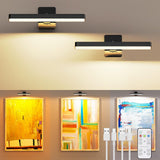 Rechargeable LED Picture Light, Black Cordless Wall Light with Remote Control, 3 Colour Temperatures, 10 Brightness Levels, 180° Adjustable Head, Timer, USB-C Charging 2 Pack Black