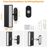 LED Wall Lights 2 Pack with Remote,Wall Sconces Lamp 3000mAh Rechargeable Battery Operated,3 Color Temperatures & 12 RGB Dimmable Magnetic 360° Rotation Cordless Light (Black) - Side View