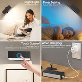 LED Wall Lights 2 Pack with Remote,Wall Sconces Lamp 3000mAh Rechargeable Battery Operated,3 Color Temperatures & 12 RGB Dimmable Magnetic 360° Rotation Cordless Light (Black) - Top-Down View
