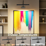 Picture Frame Light with Remote, Wireless 16 Inch Black Art Light, Battery Operated Picture Light with 3 CCT, Dimmable and Timer Wall Picture Lights for Painting, Wall, Gallery, Artwork, Frame - Side View