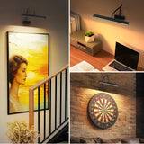 Picture Frame Light with Remote, Wireless 16 Inch Black Art Light, Battery Operated Picture Light with 3 CCT, Dimmable and Timer Wall Picture Lights for Painting, Wall, Gallery, Artwork, Frame - Close-Up Angle