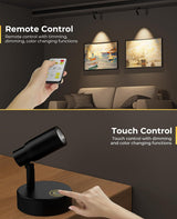 Zoomable Spot Light Indoor, Rechargeable Picture Light with Remote, Dimmable CCT Spotlight for Wall Art, Battery Uplight Indoor with Timer for Plant Artwork Painting Sofa Corner 1PC