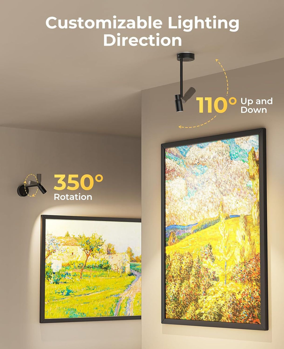 Zoomable Picture Light for Wall, Battery Operated Art Light for Paintings CCT Dimmable Spotlight for Wall Art Wall Light with Remote Control for Living Room Gallery Dartboard Bathroom
