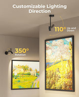 Zoomable Picture Light for Wall, Battery Operated Art Light for Paintings CCT Dimmable Spotlight for Wall Art Wall Light with Remote Control for Living Room Gallery Dartboard Bathroom 2PCS - Rear View