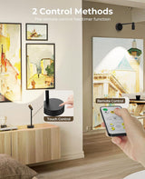 Zoomable Picture Light for Wall, Battery Operated Art Light for Paintings CCT Dimmable Spotlight for Wall Art Wall Light with Remote Control for Living Room Gallery Dartboard Bathroom 2PCS - Close-Up Angle