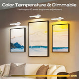 White Rechargeable Picture Light with Remote, Dimmable 3 Colour LED Wall Light for Artwork, Frames, Mirrors and Gallery Walls - Low Angle